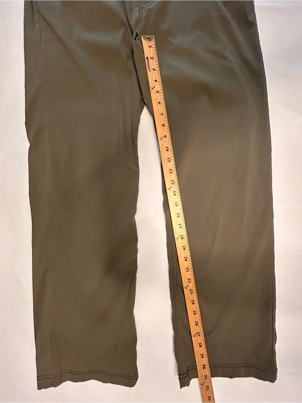 prAna Pants Mens 38x32 Slim Fit Olive Green Stretch Outdoor Travel